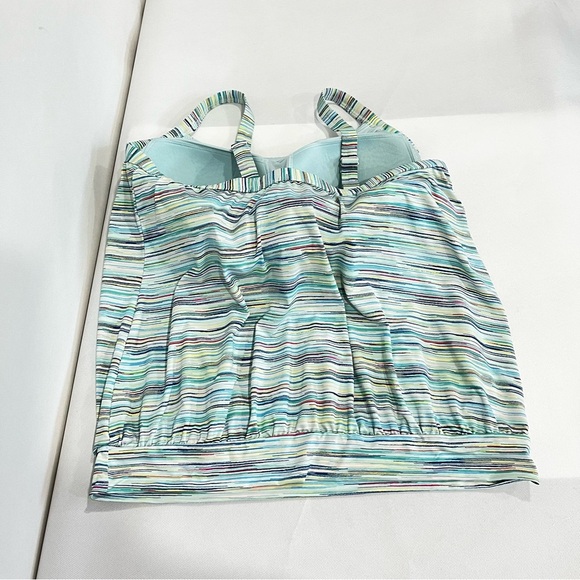 Lands' End  Blouson Tummy Hiding Tankini Top Swimsuit Adjustable Straps Sz 16 DD - Picture 2 of 14